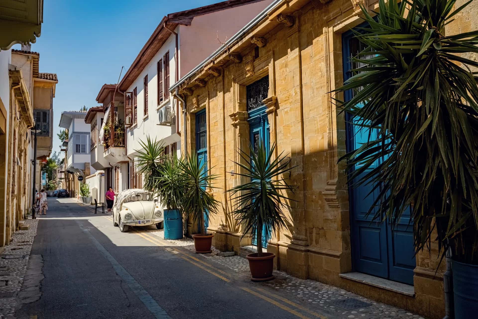 Charming narrow street in old town Nicosia, Cyprus